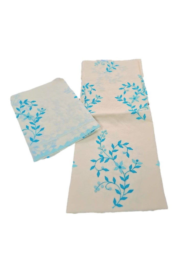 Ivory & Turquoise Blue Floral Vine Suit Set – GAURANGI COLLECTIONS